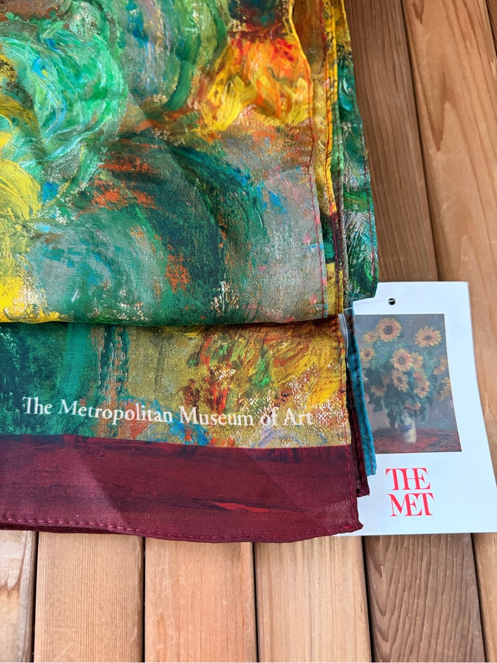 The Metropolitan Museum of Art Sunflower Monet Silk Scarf NWT - Picture 3 of 10